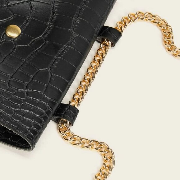 Mini Croc Embossed Flap Chain Fanny Pack - Picture 3 of 3